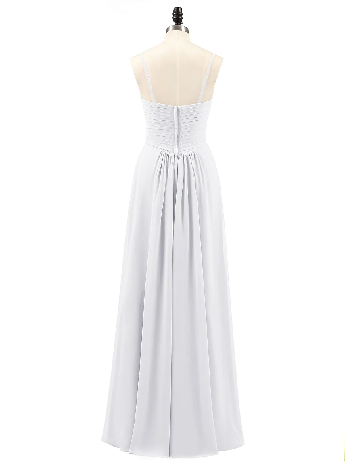 Chiffon Bridesmaid Dresses with Cascade Skirt-White Plus Size