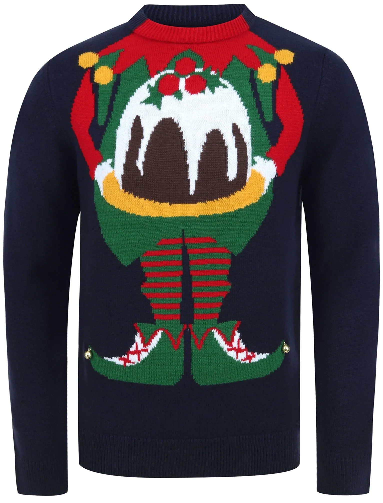 Chill Out Elf Motif Novelty Christmas Jumper in Ink - Season’s Greetings