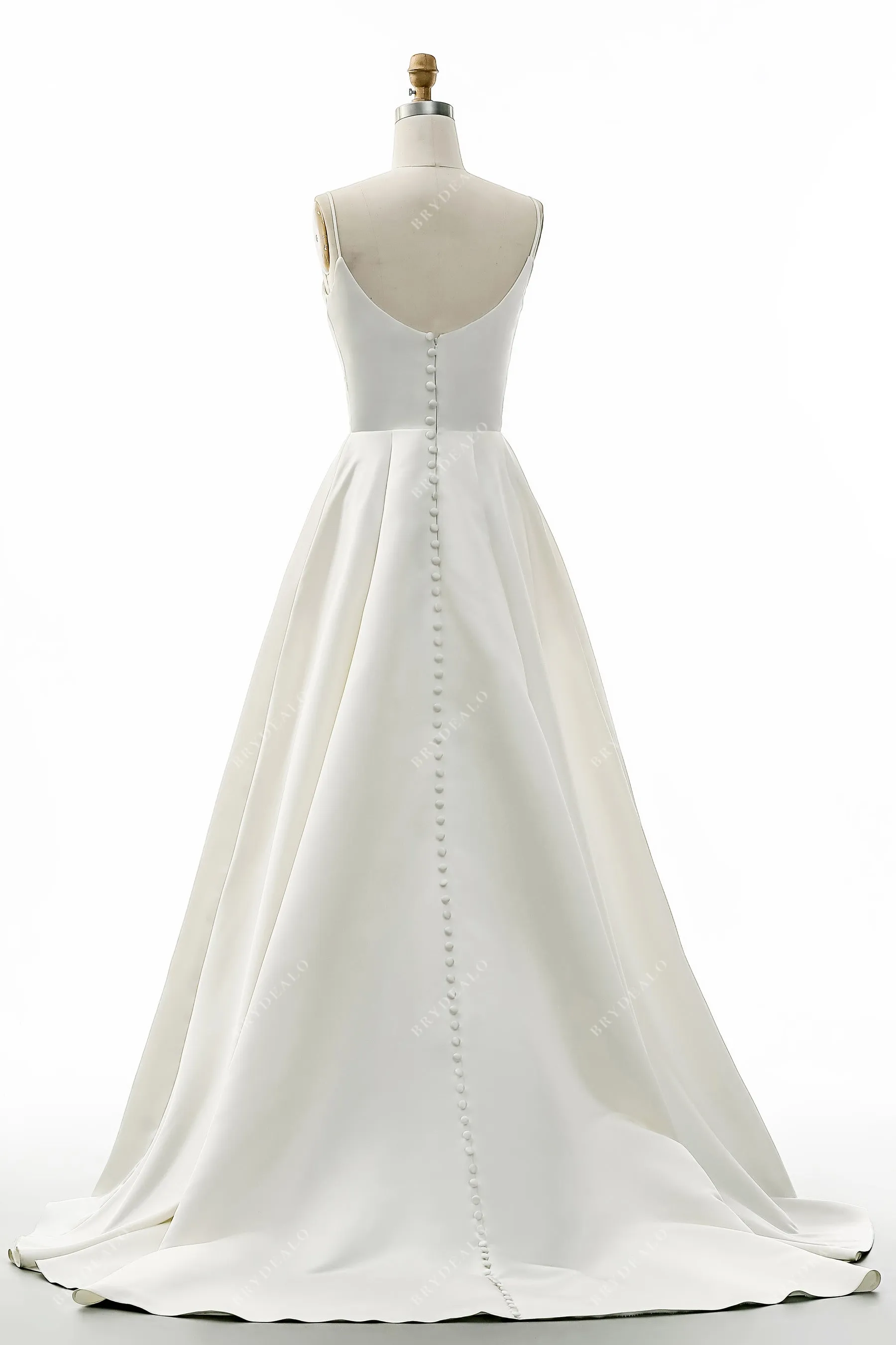 Classic Spaghetti Strap Pockets Wedding Ball Gown