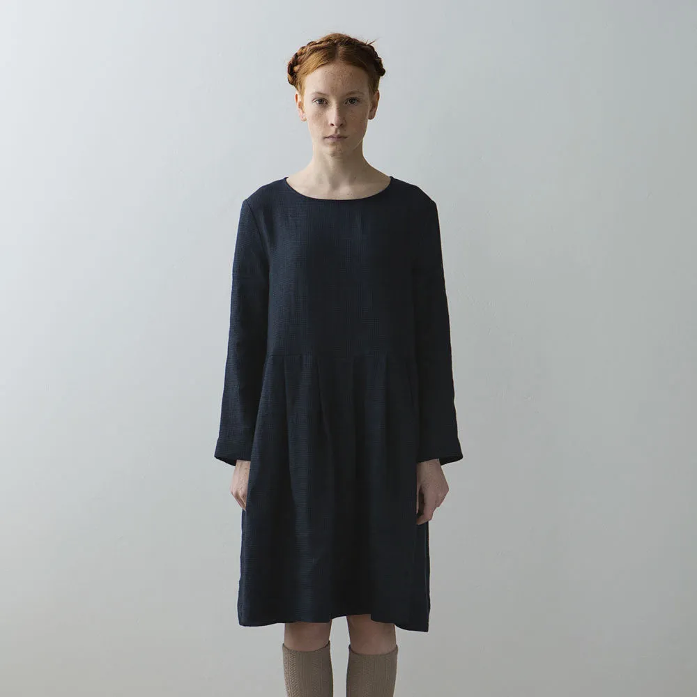 Collarless Pleated Dress