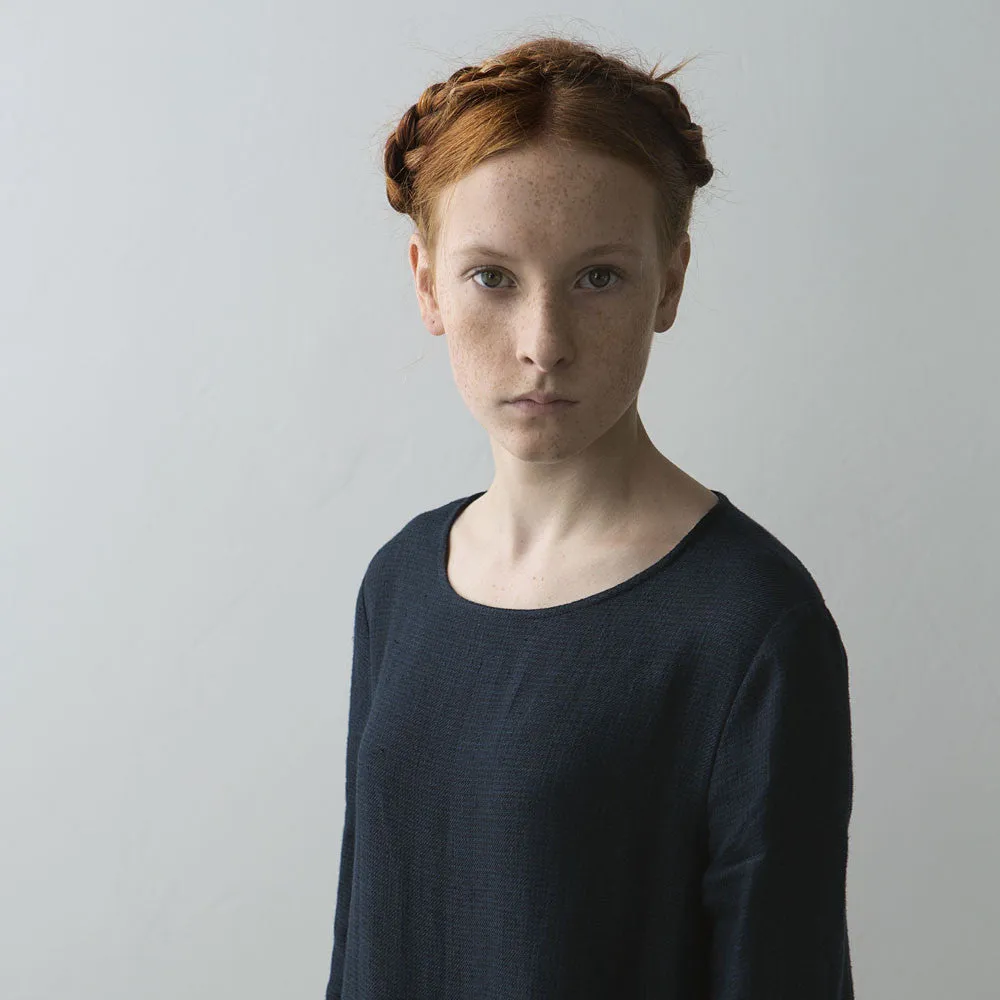 Collarless Pleated Dress