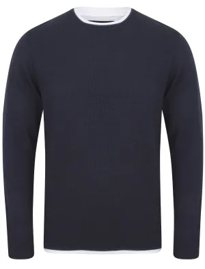 Conga Textured Jumper With Inner Mock T-Shirt In Midnight Blue - Dissident