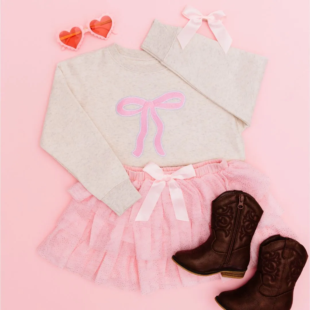 Coquette Bow Patch Sweatshirt - Natural