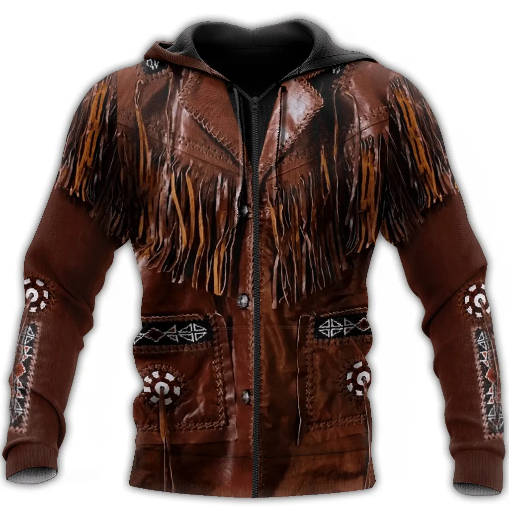 Cowboy Uniform Leather Cosplay Sweatshirt Zip Hoodie Shirts