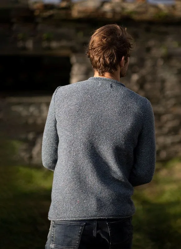 Crew neck with roll edges jumper - Blue Smoke - Fisherman Out of Ireland