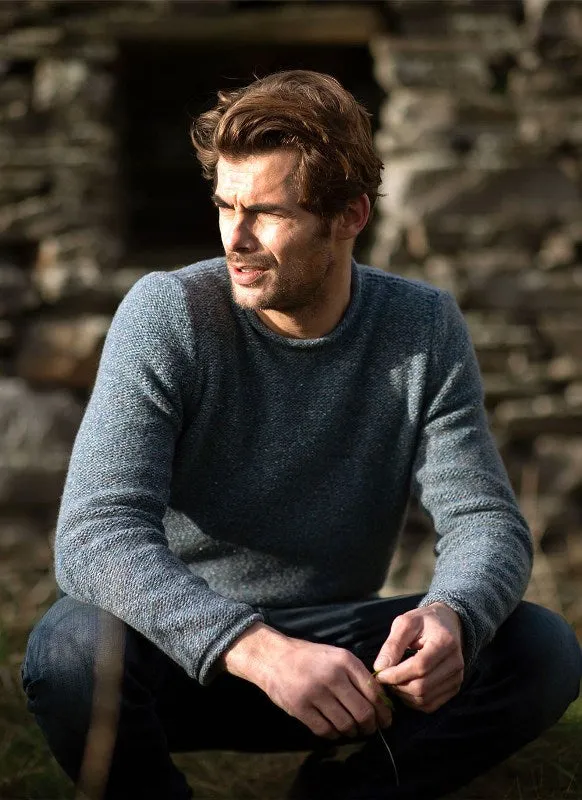 Crew neck with roll edges jumper - Blue Smoke - Fisherman Out of Ireland