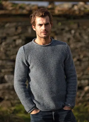 Crew neck with roll edges jumper - Blue Smoke - Fisherman Out of Ireland