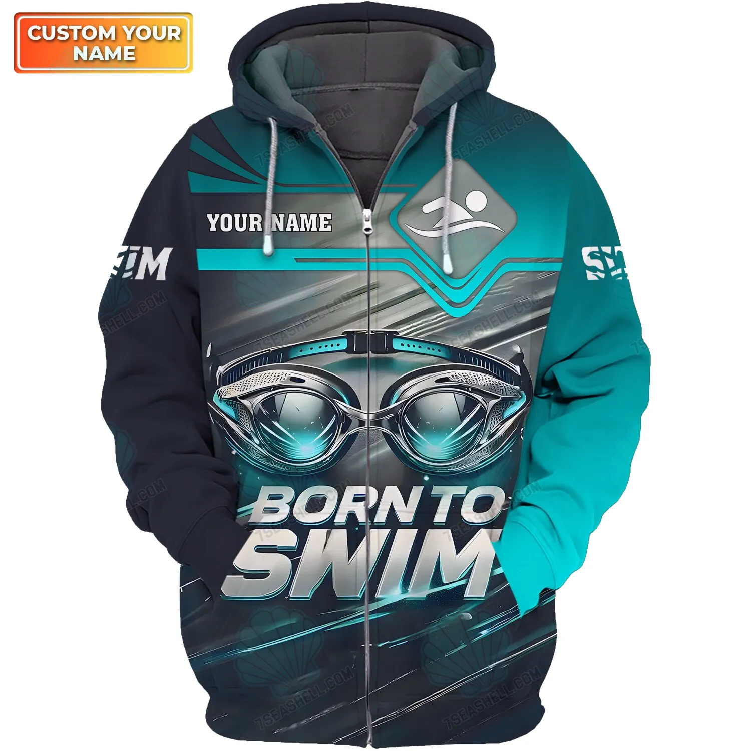 Custom Name 3D Swimming Christmas Shirt Personalized Swimwear, Unique Gift for Swimmers, Premium Design for Swim Enthusiasts