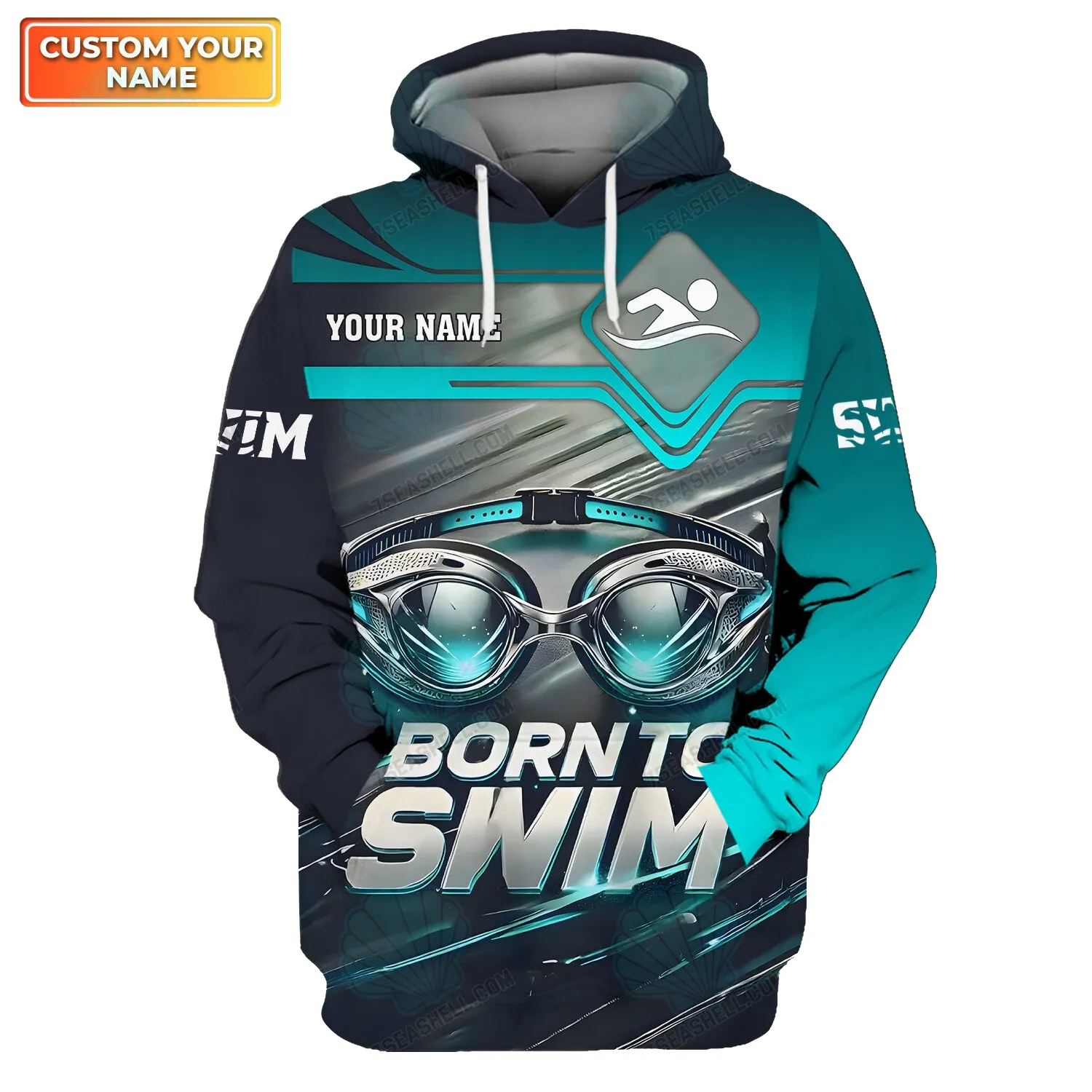 Custom Name 3D Swimming Christmas Shirt Personalized Swimwear, Unique Gift for Swimmers, Premium Design for Swim Enthusiasts