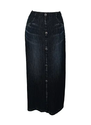 D240050 Pleated Front Button & Slit Skirt *Last Piece