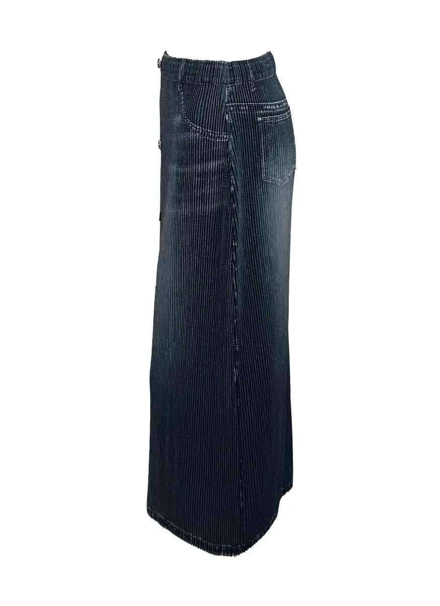 D240050 Pleated Front Button & Slit Skirt *Last Piece