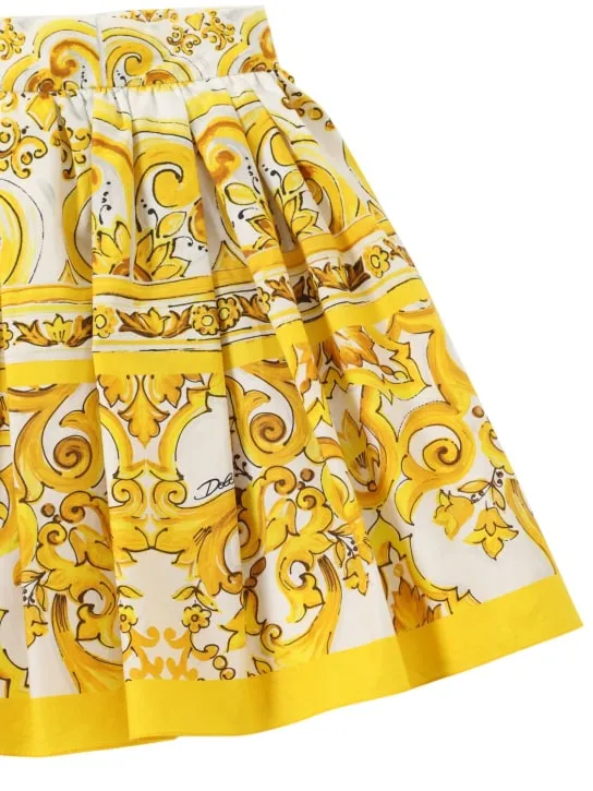 Dolce&amp;Gabbana   Maiolica print cotton poplin skirt 