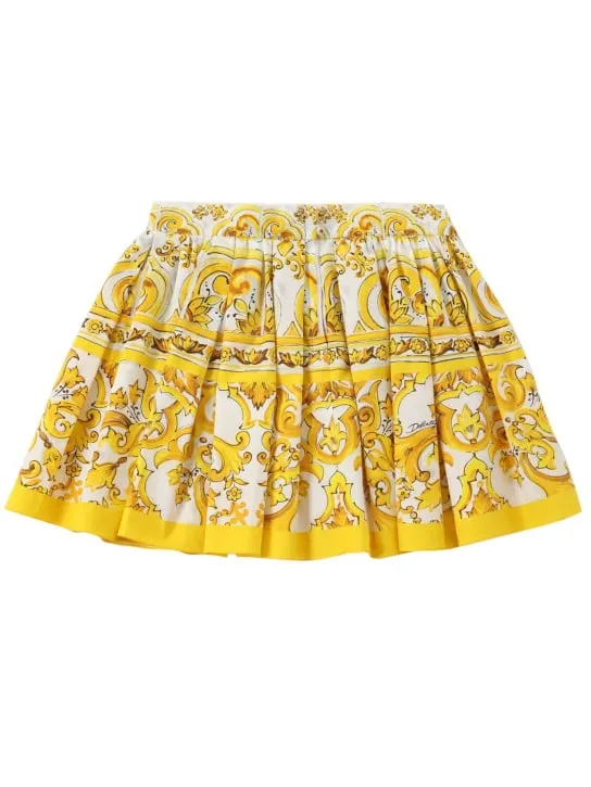 Dolce&amp;Gabbana   Maiolica print cotton poplin skirt 