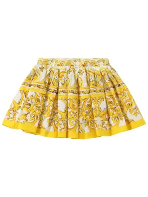 Dolce&amp;Gabbana   Maiolica print cotton poplin skirt 