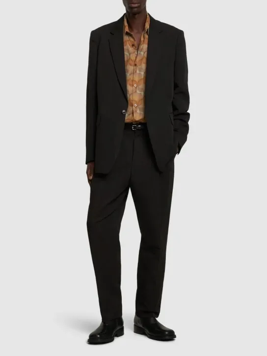 Dries Van Noten   Pellow pleated linen &amp; cotton pants 