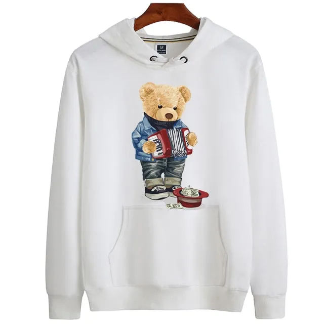 Eco-Friendly Street Accordion Bear Hoodie