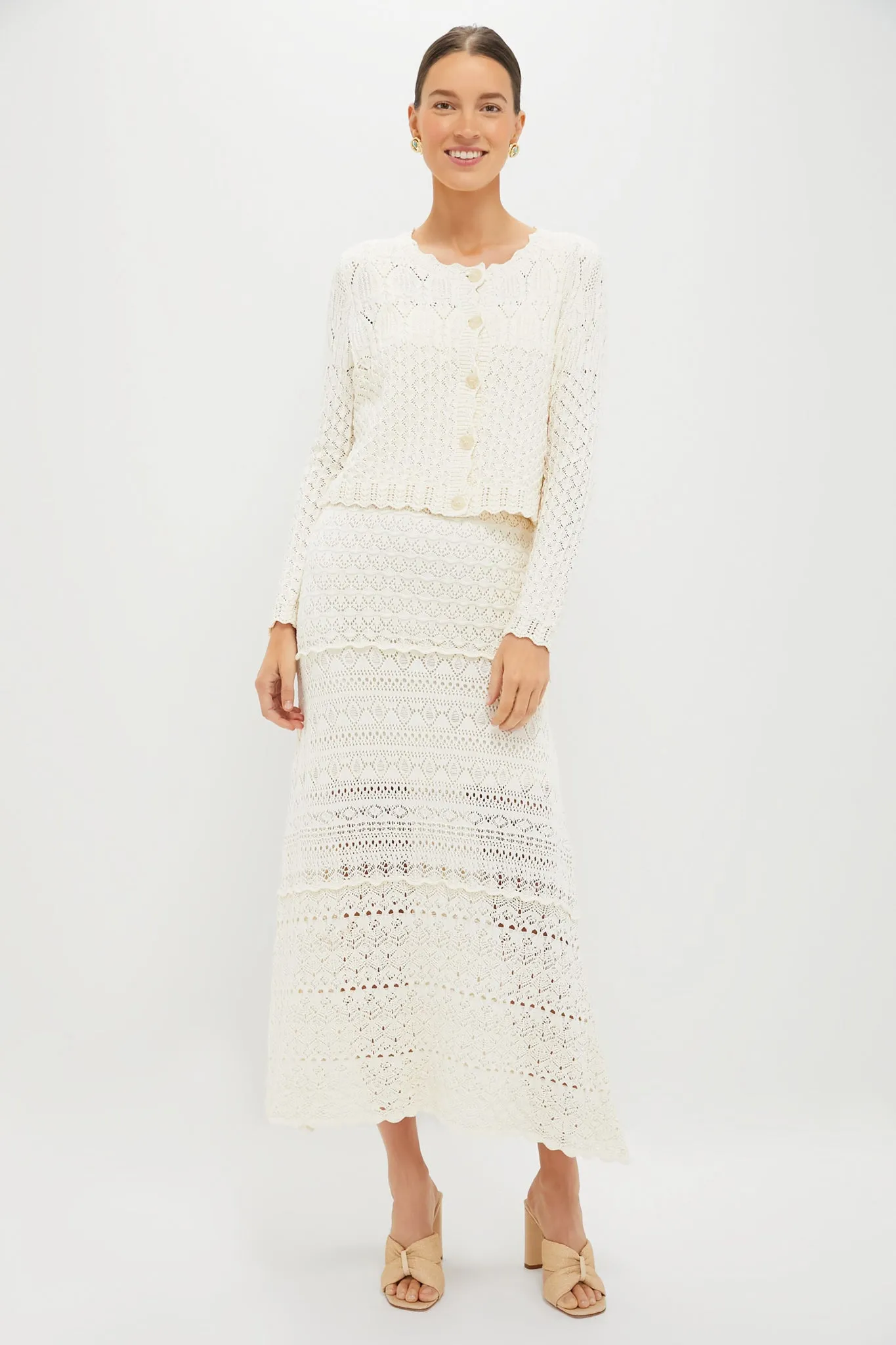 Ecru Crochet Maxi Skirt