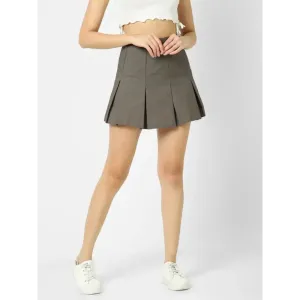 Elegant Brown Cotton Checked Skirts For Women