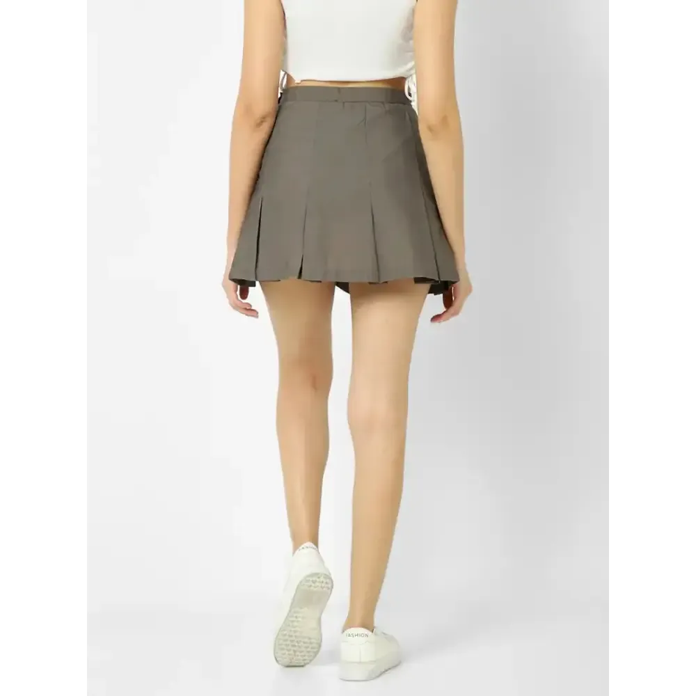 Elegant Brown Cotton Checked Skirts For Women