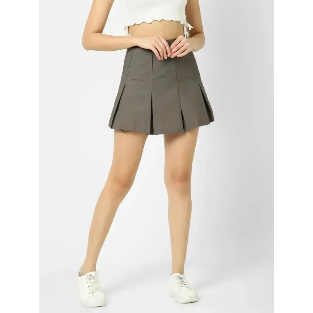 Elegant Brown Cotton Checked Skirts For Women