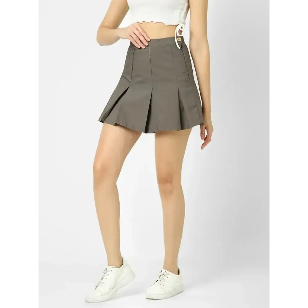 Elegant Brown Cotton Checked Skirts For Women