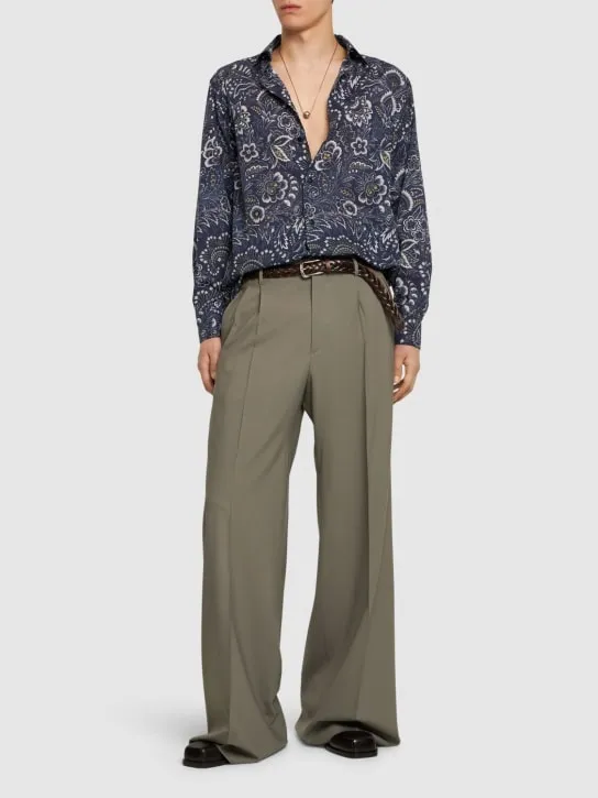 Etro   Extra wide pleated wool pants 