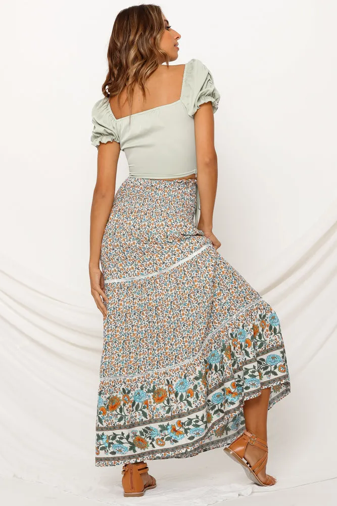 Floral Motif Maxi Skirt