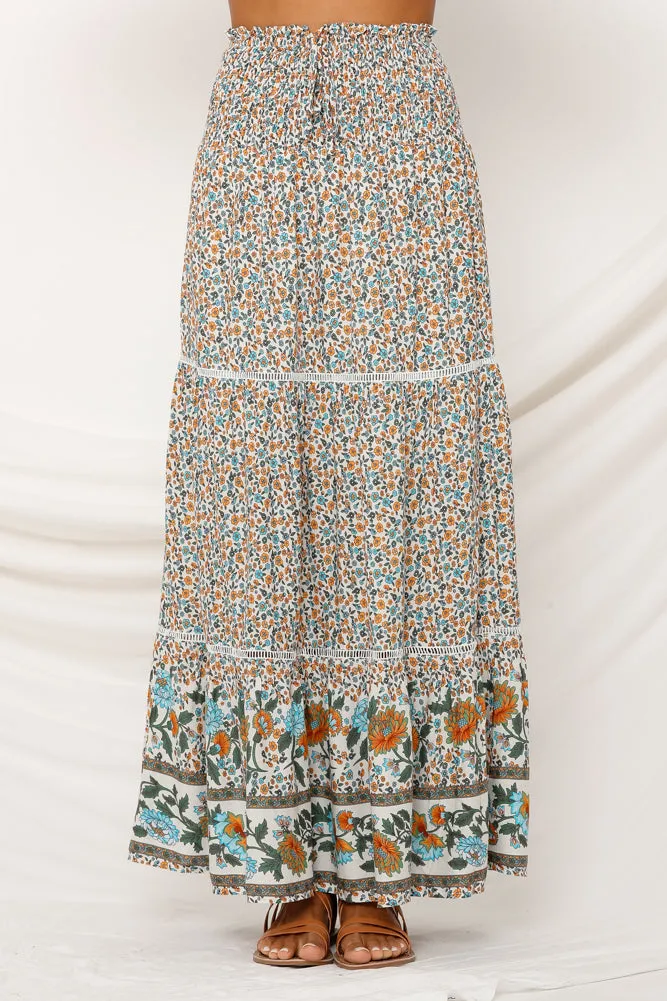 Floral Motif Maxi Skirt