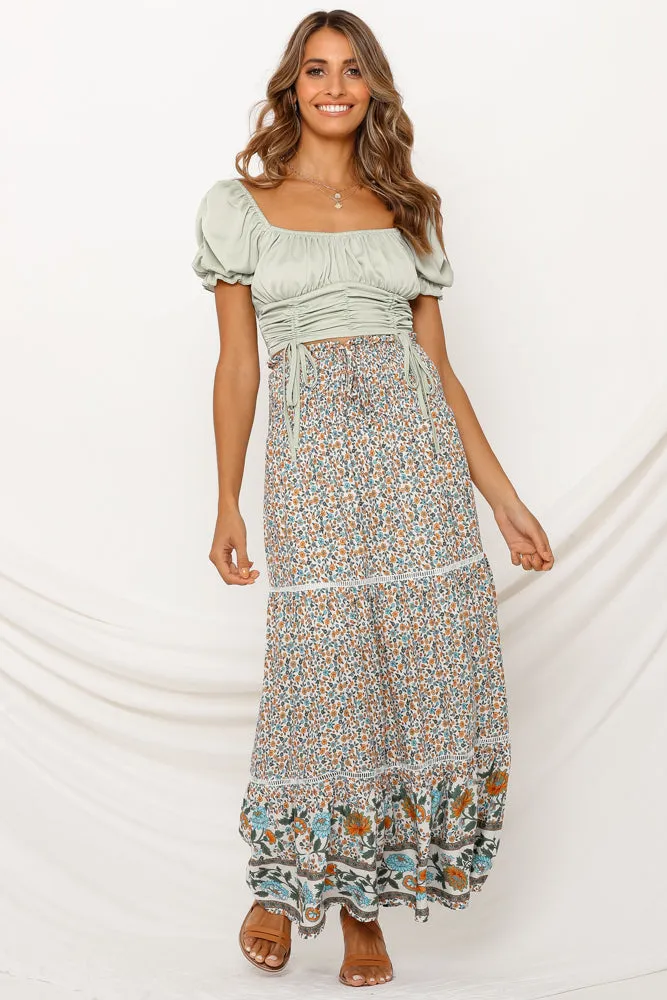 Floral Motif Maxi Skirt