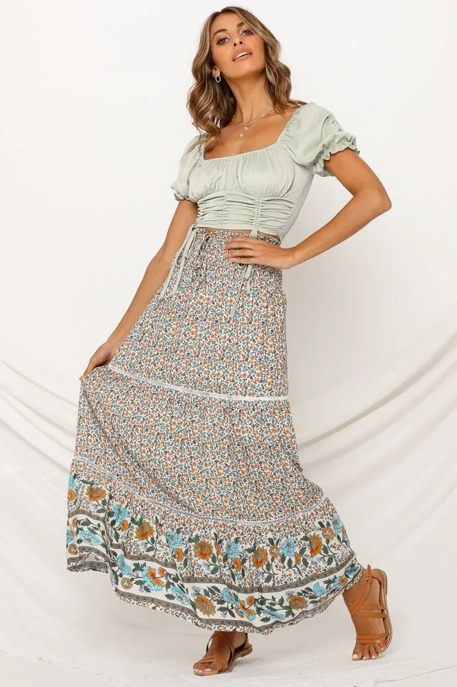 Floral Motif Maxi Skirt