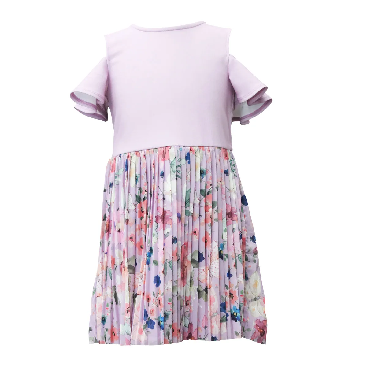 Girls Coldshoulder Pleat Dress