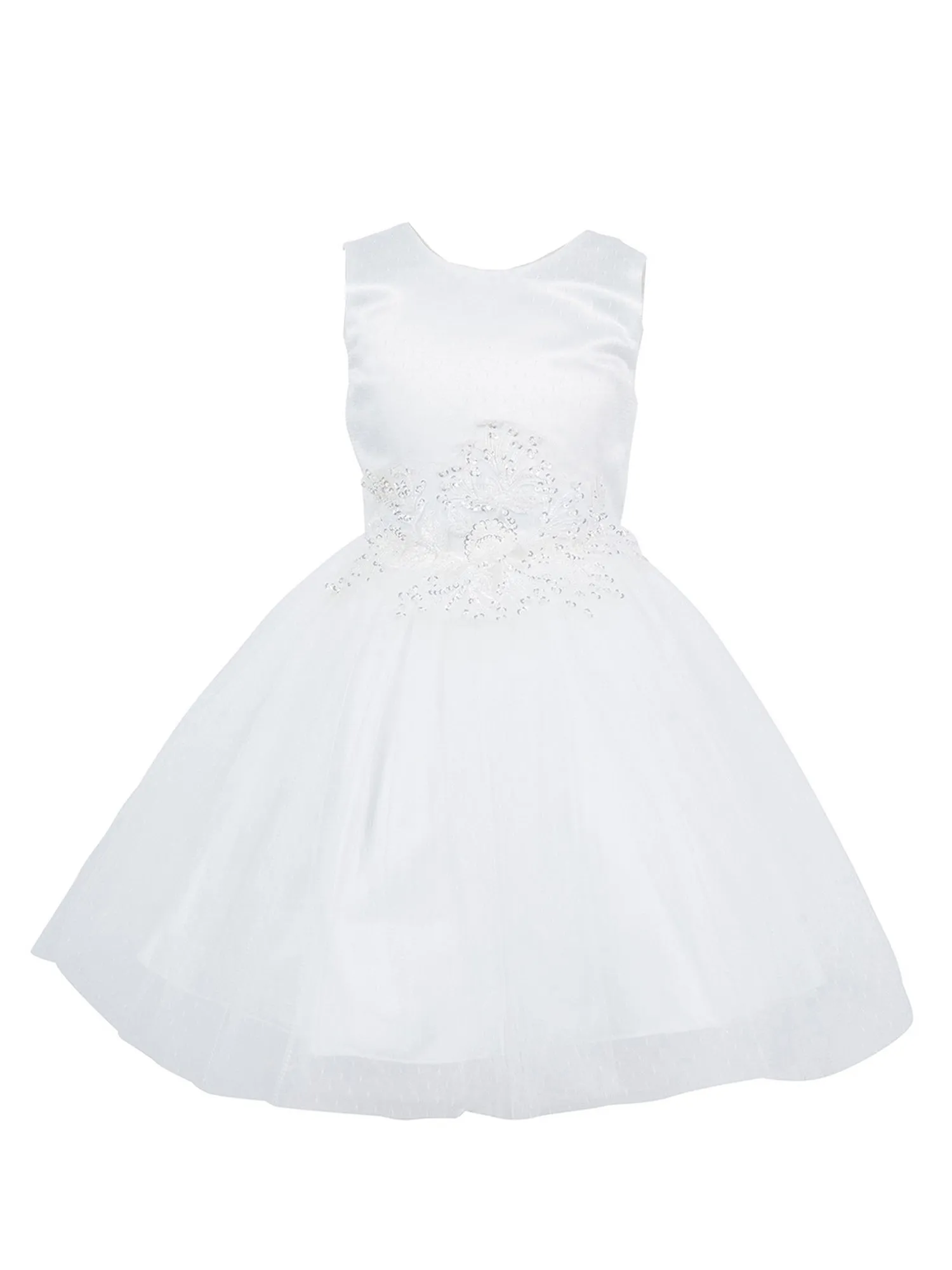 Girls Lala & Erina Multi Color Satin Tulle Sequin Patch Flower Girl Dress 2-12