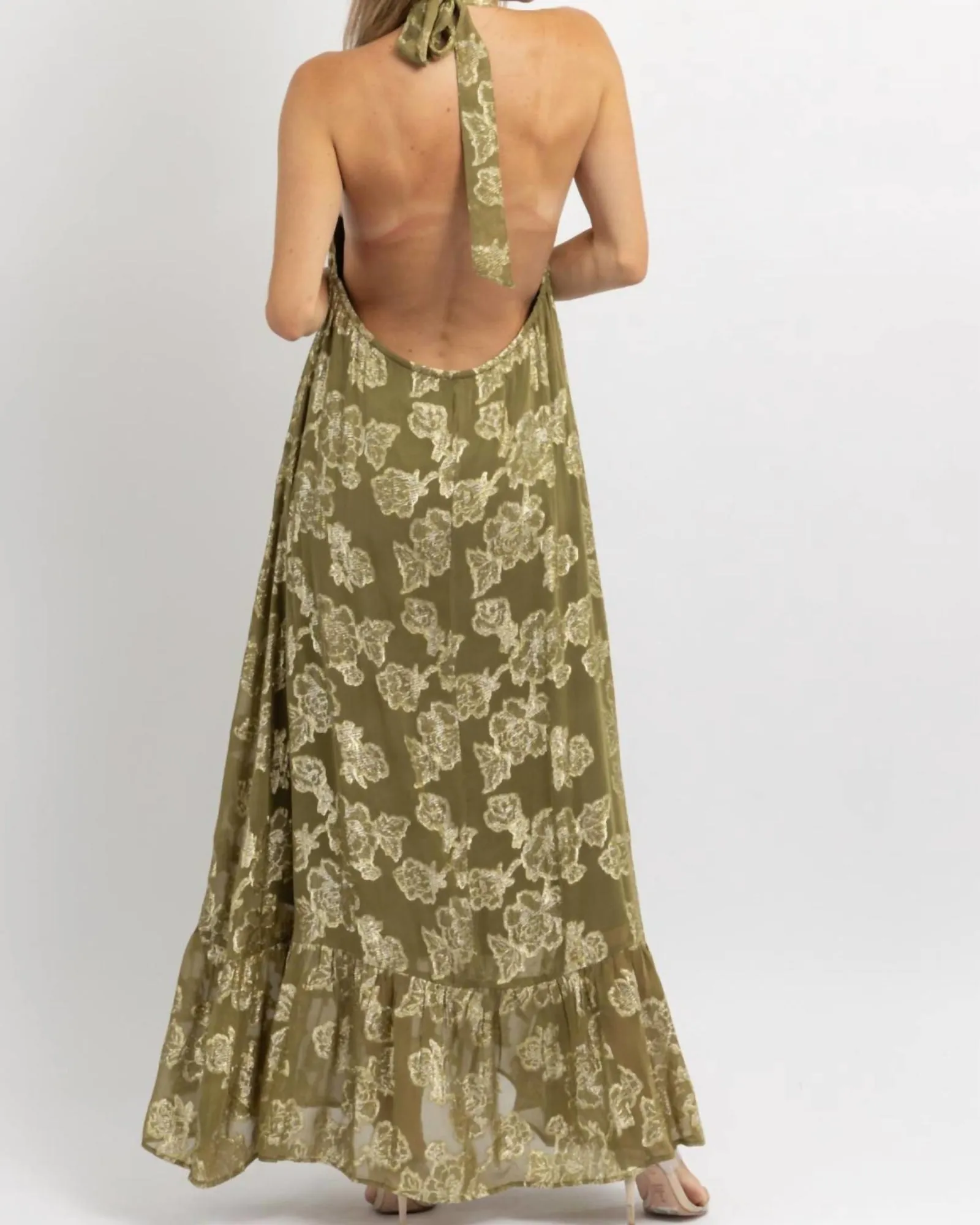 Halter Maxi Dress In Andie Olive, Gold | Andie Olive, Gold