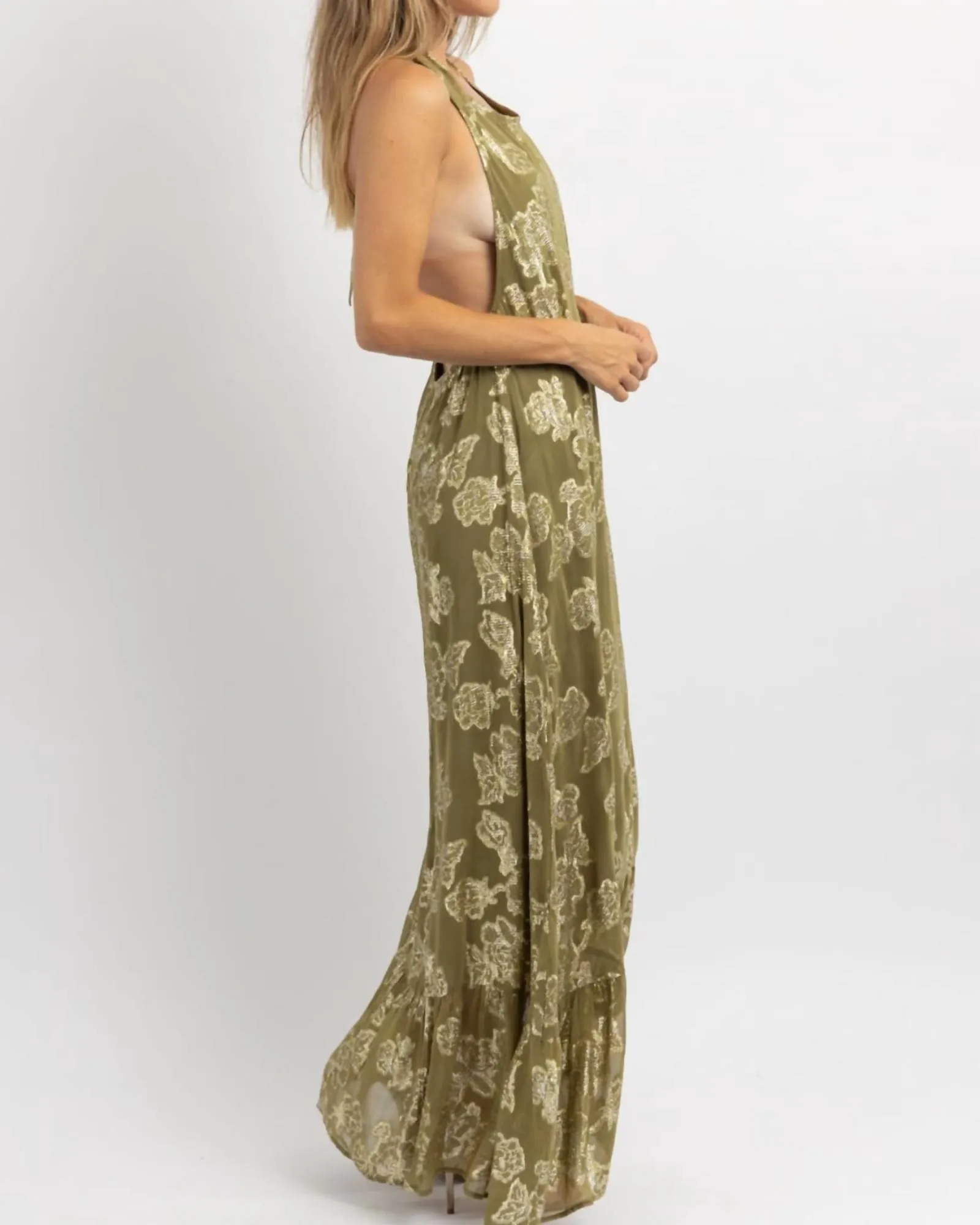 Halter Maxi Dress In Andie Olive, Gold | Andie Olive, Gold