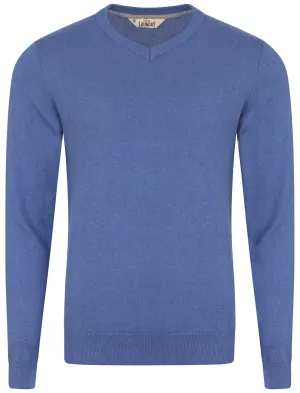Heppleston V-neck Cotton Jumper in Blue Marl - Tokyo Laundry