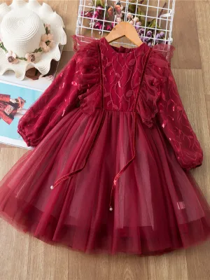 Holly Jolly Leaf Sequined Party Dress