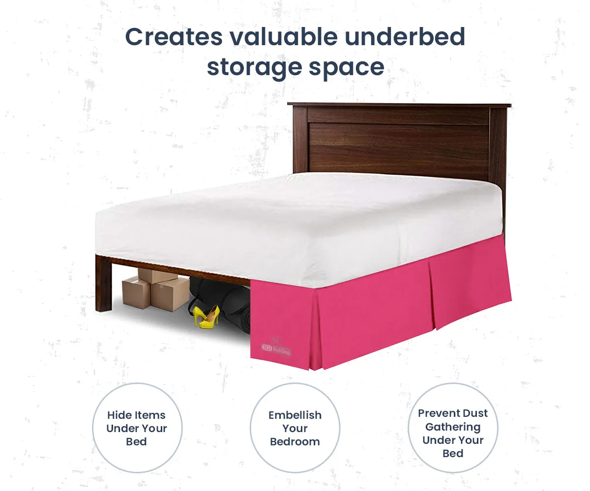 HOT PINK PLEATED BED SKIRT