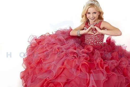 Hot Pink Ruffled Ballgown with Illusion Neckline | Tiffany Size 6 | Last one