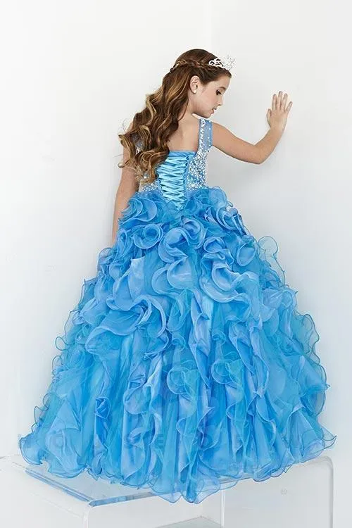 Hot Pink Ruffled Ballgown with Illusion Neckline | Tiffany Size 6 | Last one