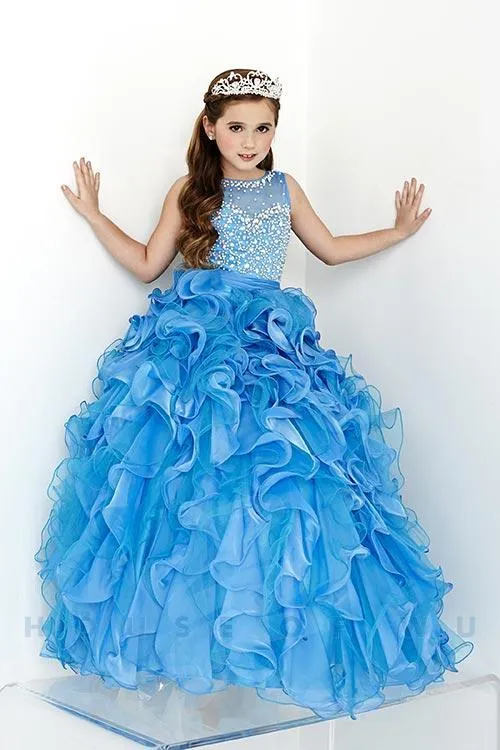 Hot Pink Ruffled Ballgown with Illusion Neckline | Tiffany Size 6 | Last one