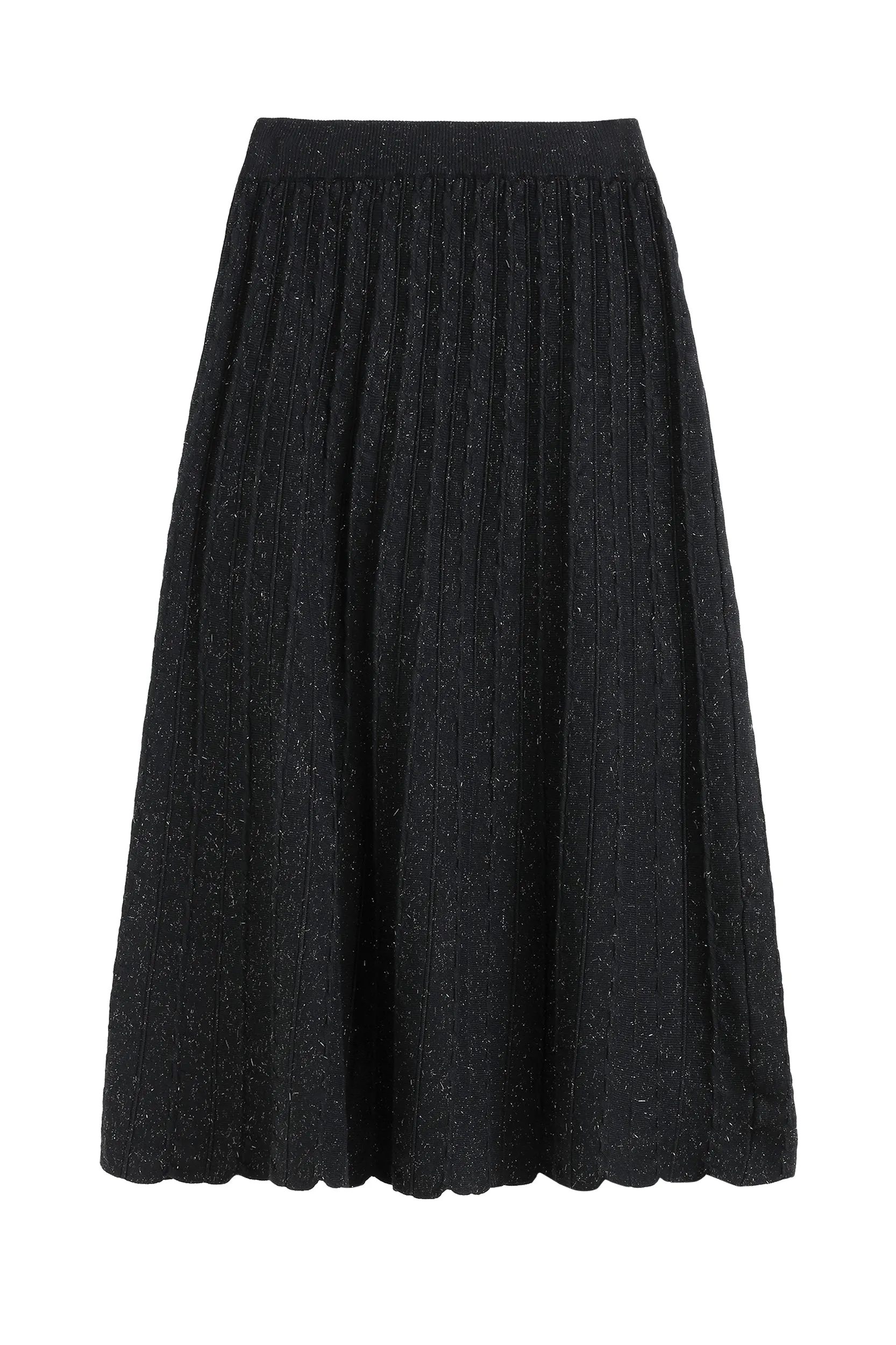 Jemma Metallic Pleated Knit Midi Skirt