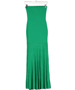 Karen Millen Green Viscose Blend Sheer Knit Bandeau Pleated Skirt Midaxi Dress UK XS