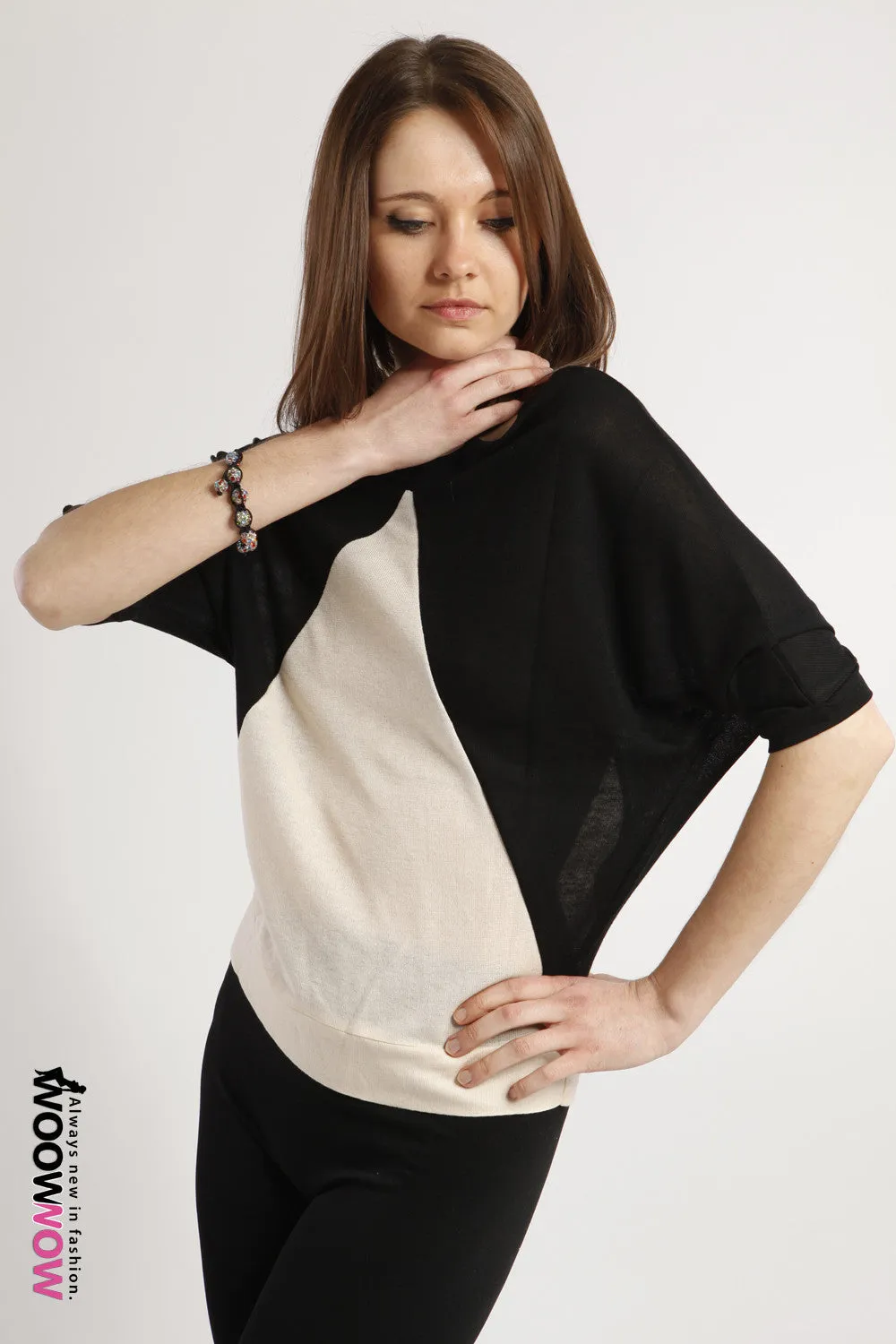 Kimono Sleeves Contrast Jumper