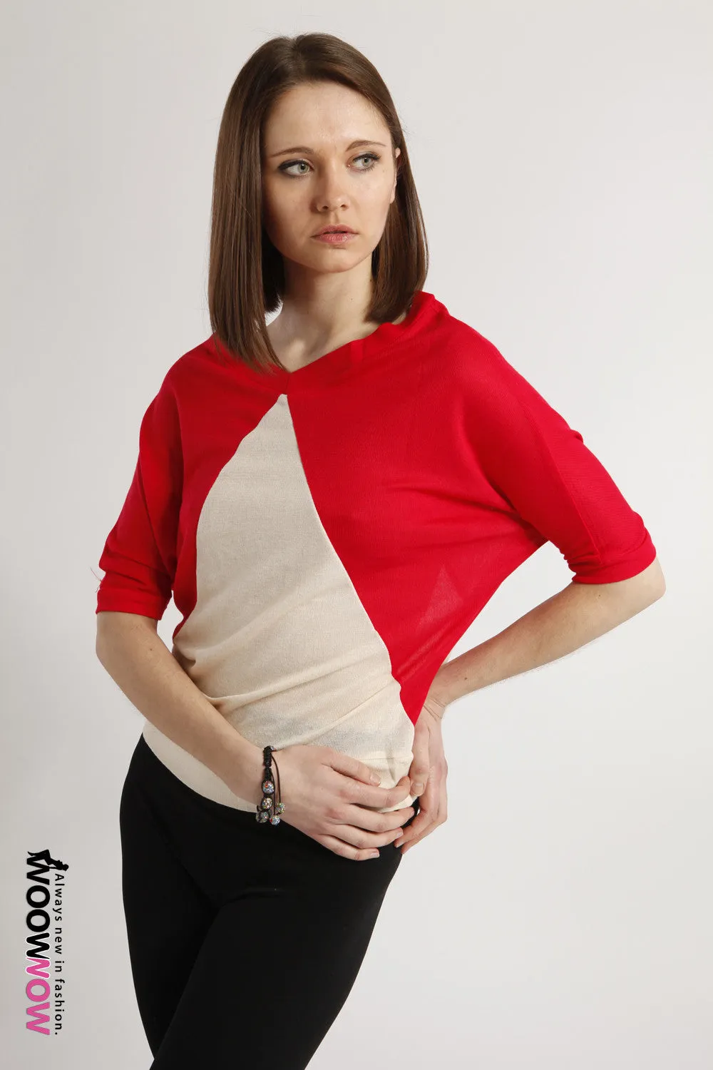 Kimono Sleeves Contrast Jumper