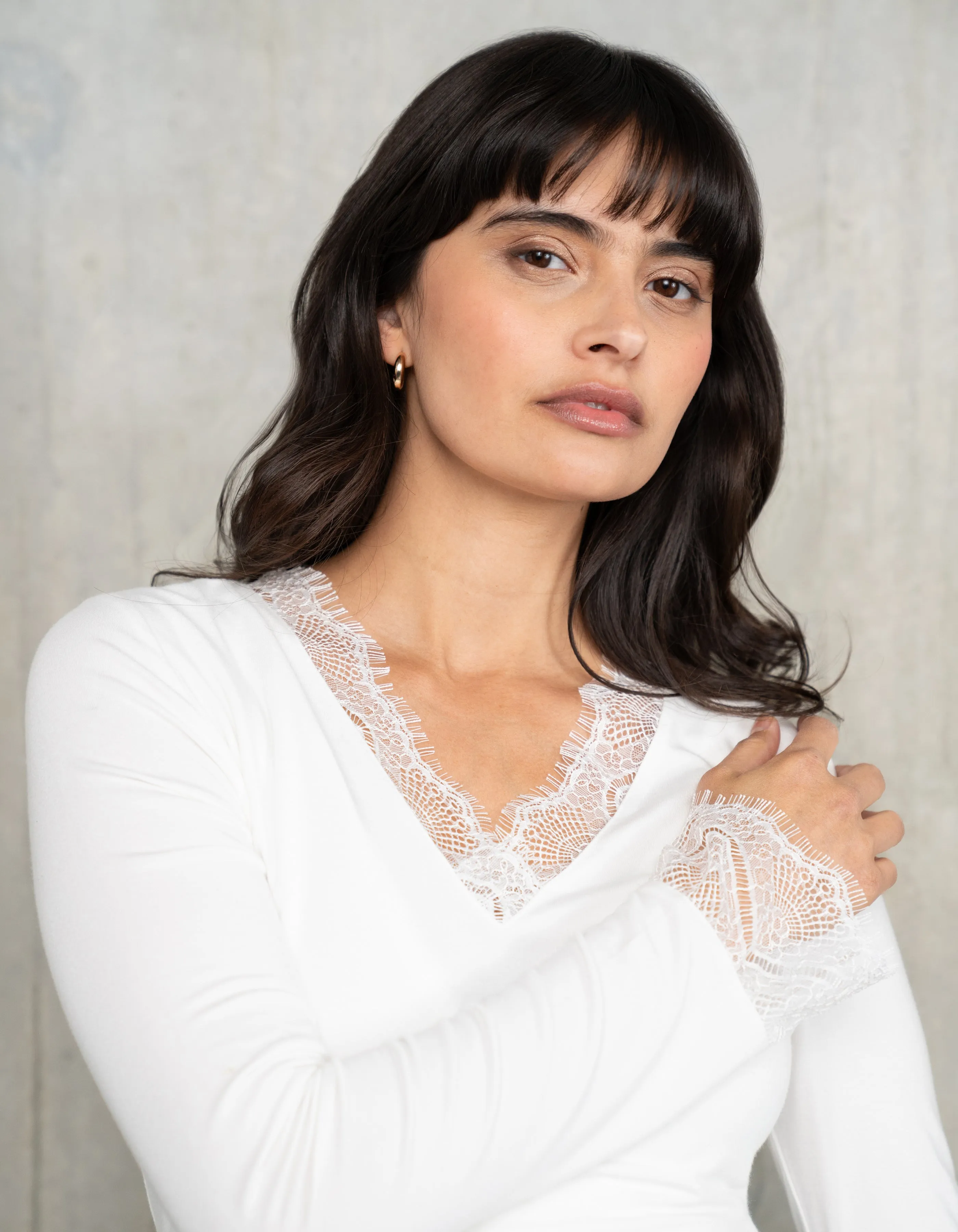 Lace Trim Jersey Layering Maternity   Nursing Top