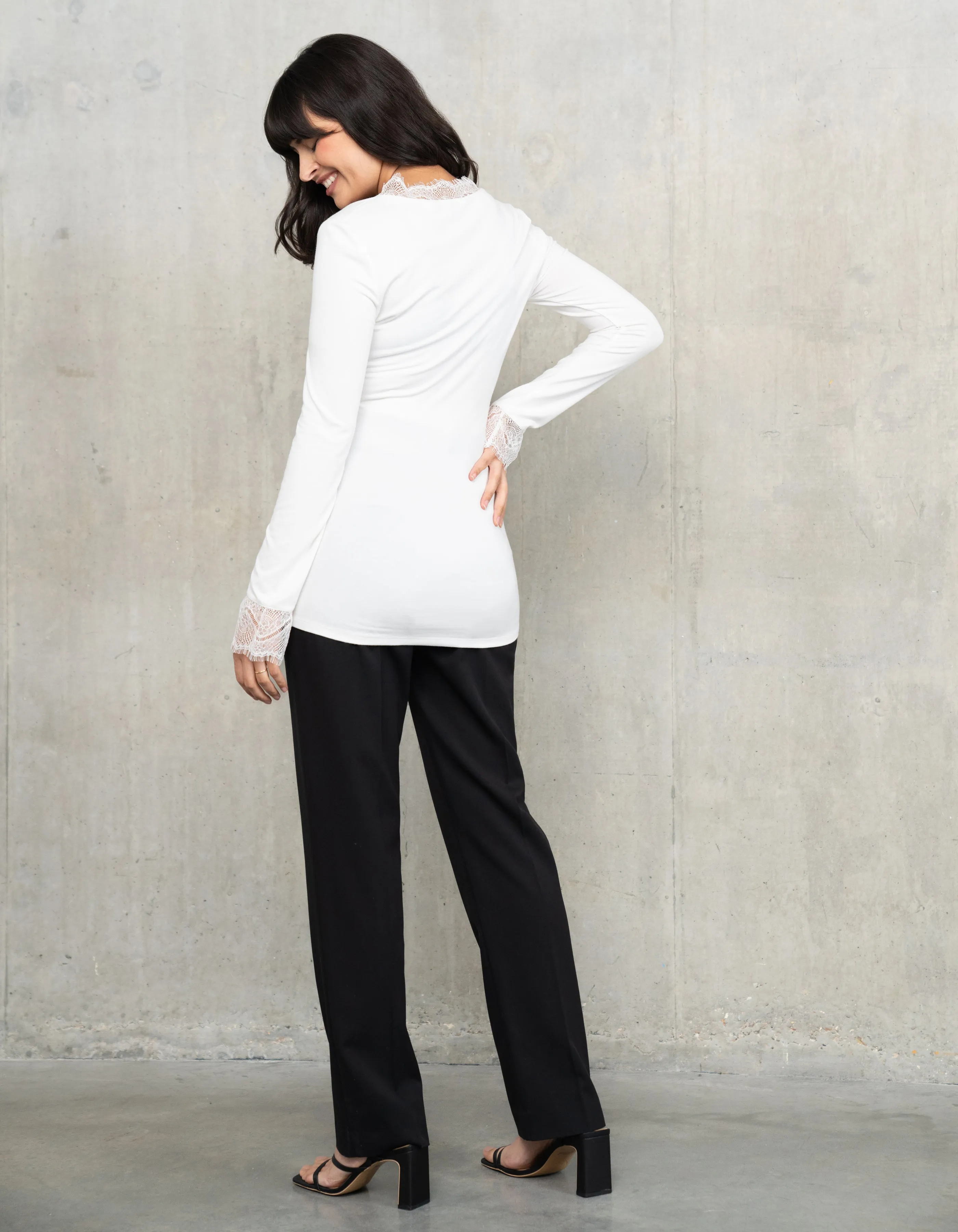 Lace Trim Jersey Layering Maternity   Nursing Top