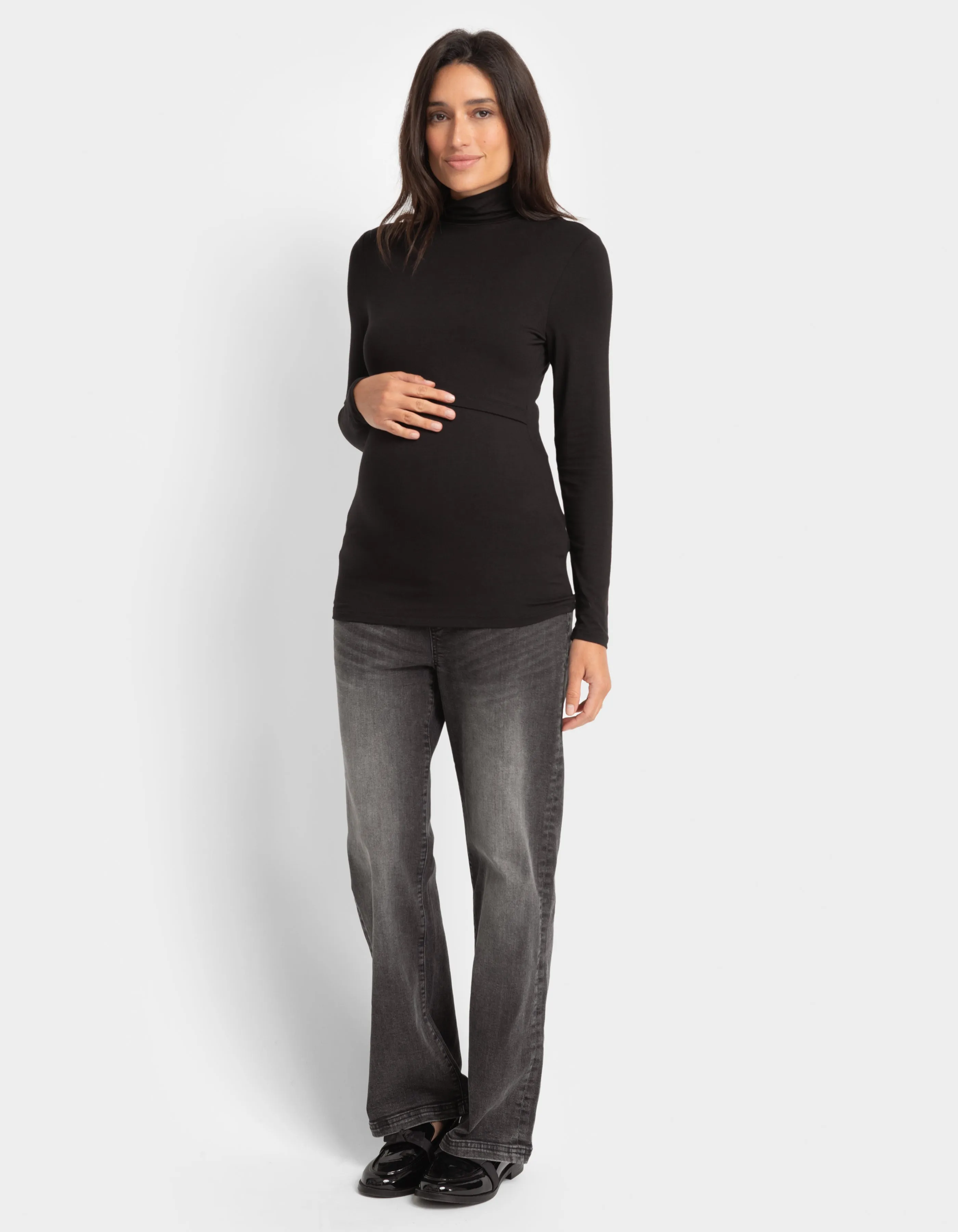 Lift-Up Long Sleeve Jersey Maternity   Nursing Layering Top