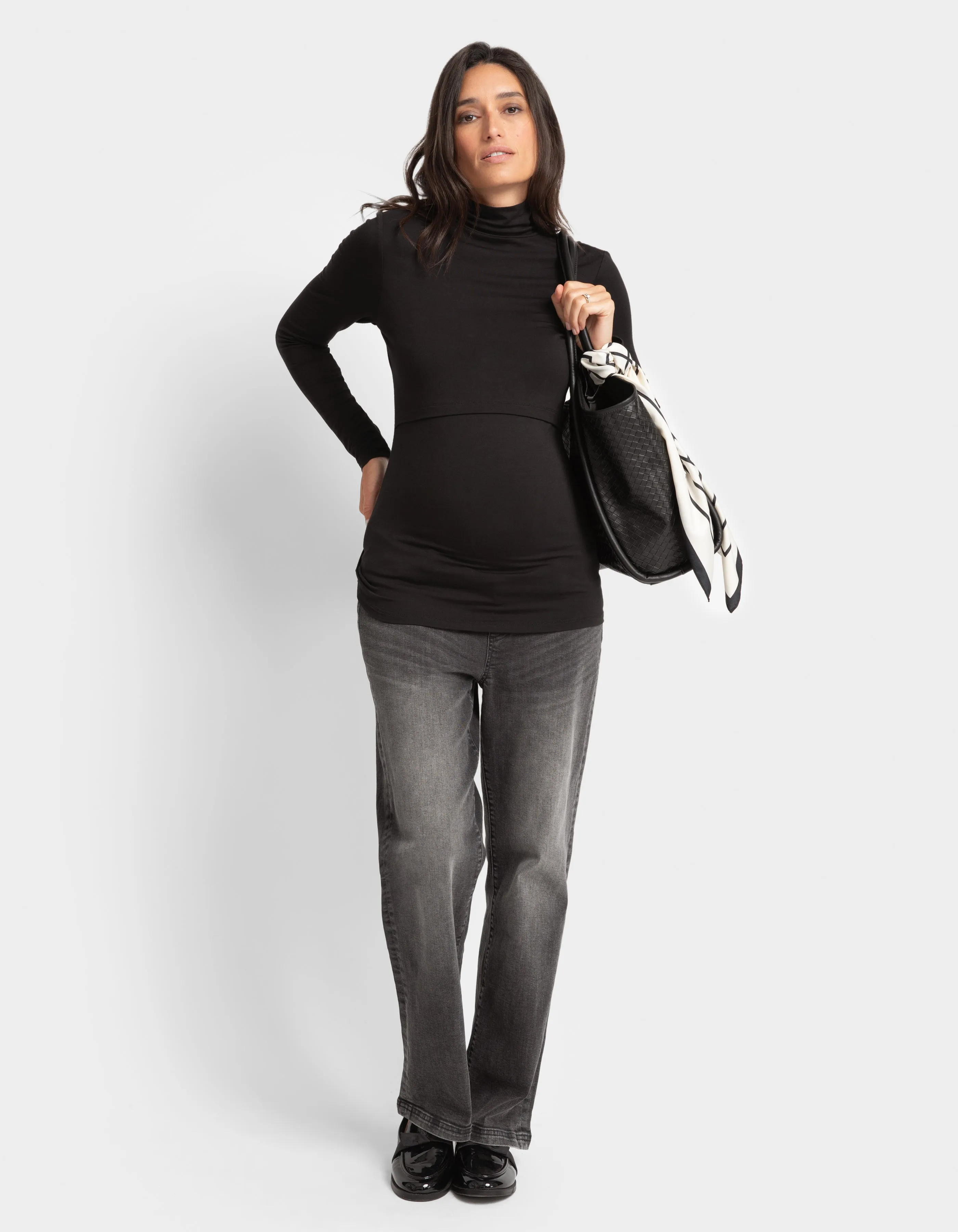 Lift-Up Long Sleeve Jersey Maternity   Nursing Layering Top