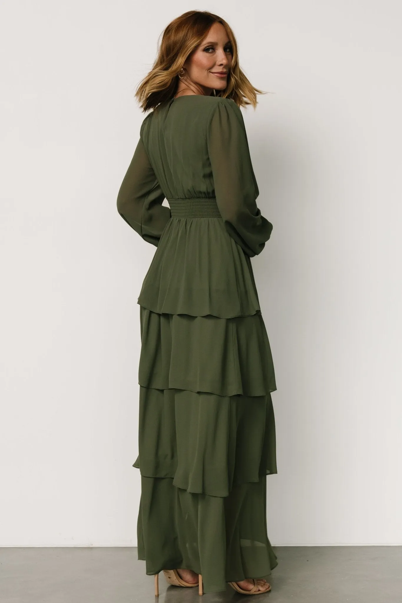 Mariella Tiered Maxi Dress | Dark Sage