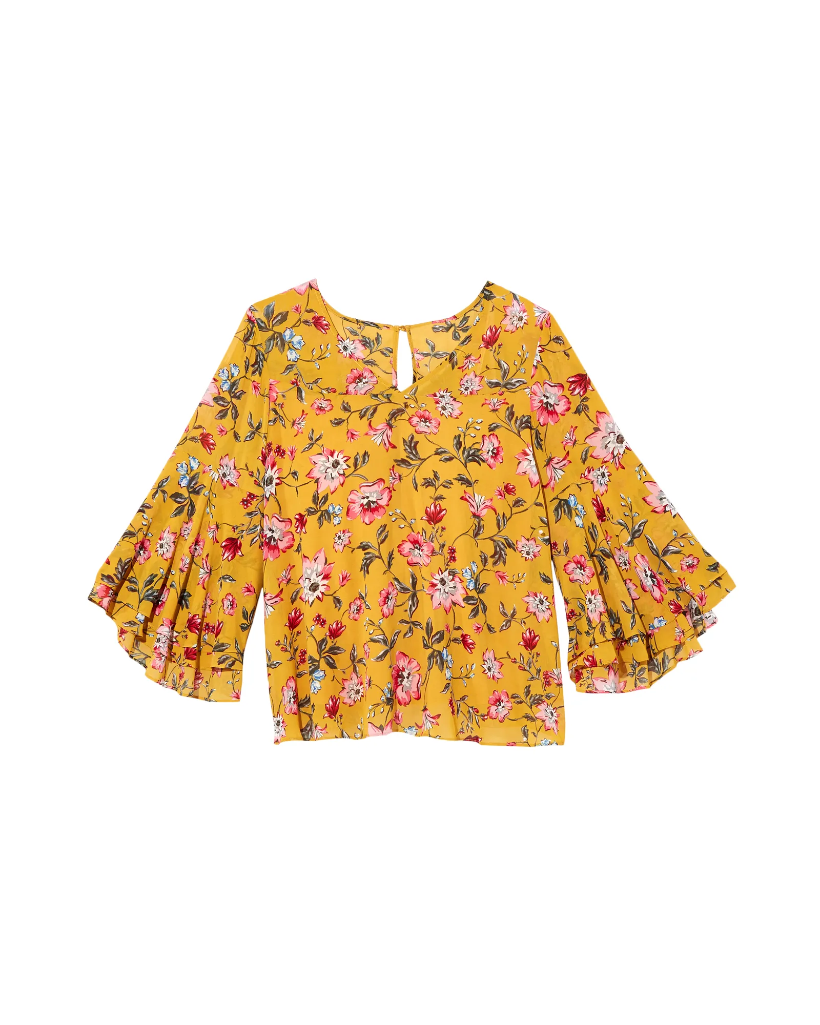 Marita Bell Sleeve Blouse | Yellow / Red